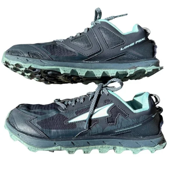 Altra Lone Peak 4.5 Women's Gray Teal Trail Hike Running Shoes Size 10 - Picture 4 of 15